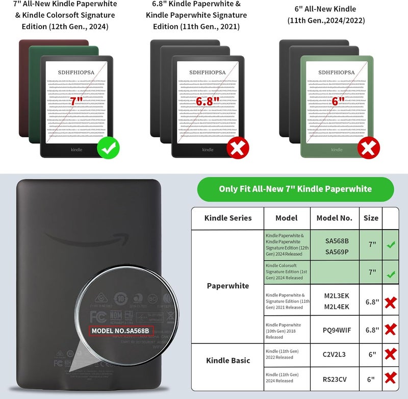 COO Case for 7" All-New Kindle Paperwhite 12th Gen 2024 & Kindle Colorsoft Signature Edition 2024, Slim Lightweight Shell TPU Leather Protective Cover with Auto Sleep/Wake - Image 2
